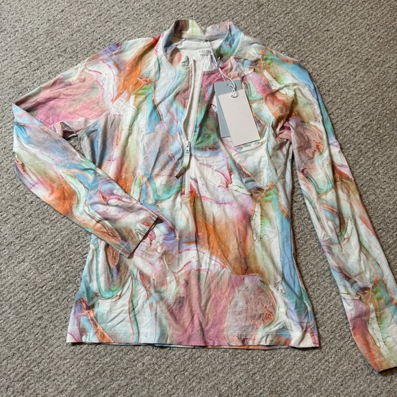 NWT JOHNNY WAS Calme multi color marble swirl swim shirt/suft in multi L - Picture 1 of 7